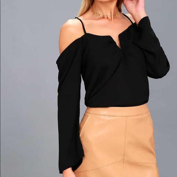 Lulus Tops - “Double Date” Black Off-the-Shoulder Top